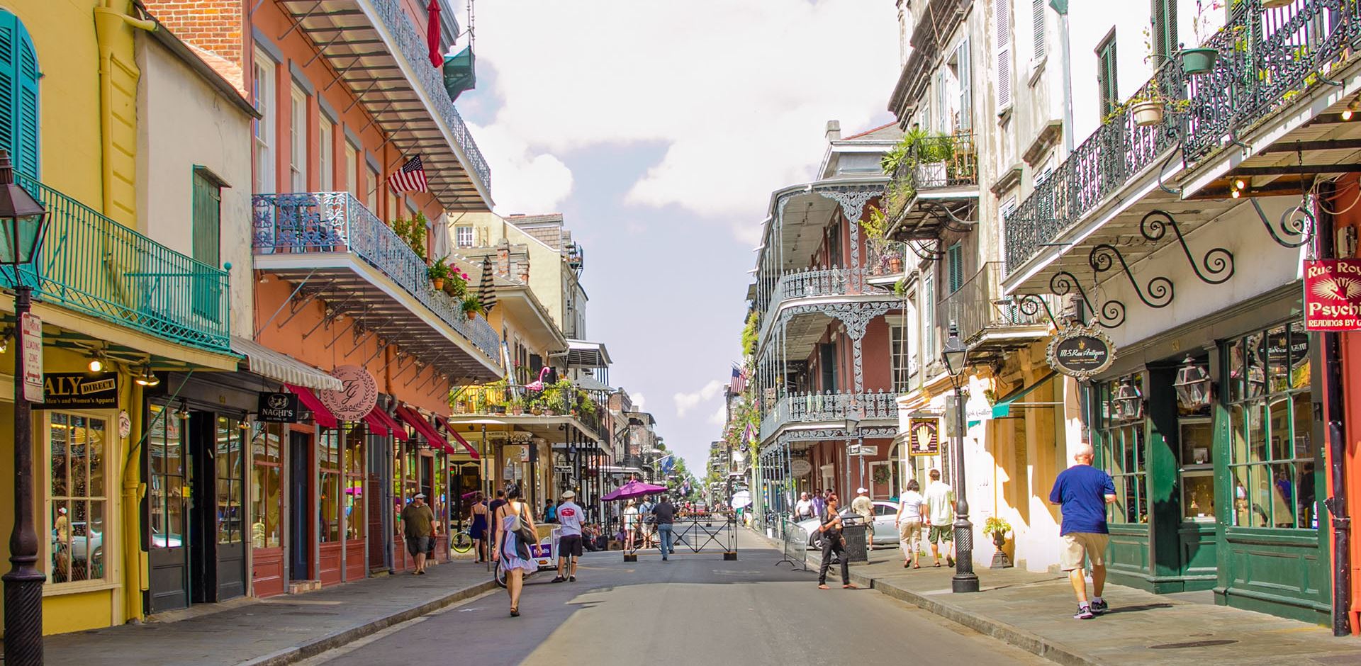 Vibrant, colorful building in French Quarter, New Orleans, USA