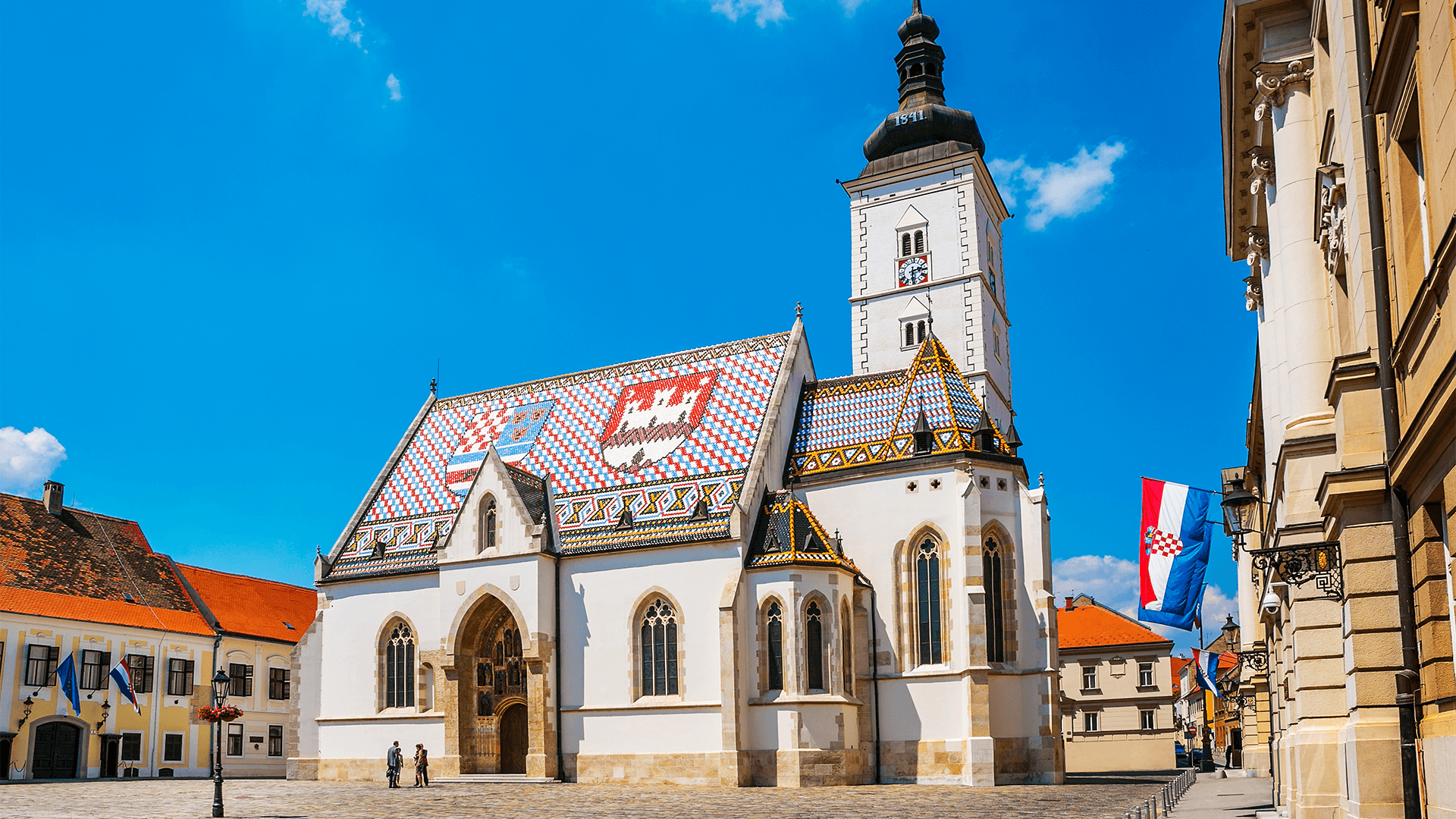 St. Mark’s Church with patterned roof in Zagreb square