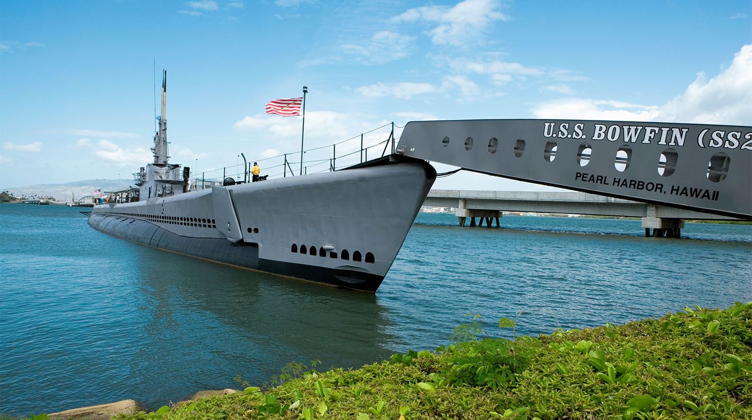  Boarding bridge to USS Bowfin, Pearl Harbor, Honolulu, Oahu, Hawaii.