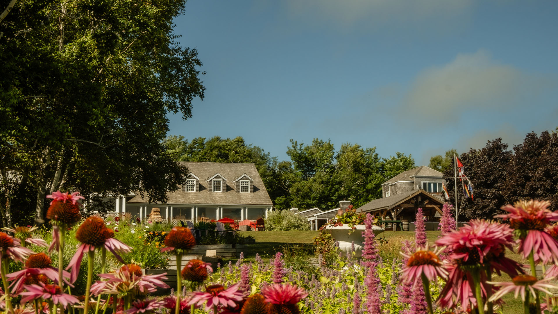 View of the Inn at Bay Fortune lawn and inn
