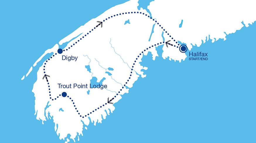  Simplified Map of the Eco-Adventures at Trout Point Lodge tour