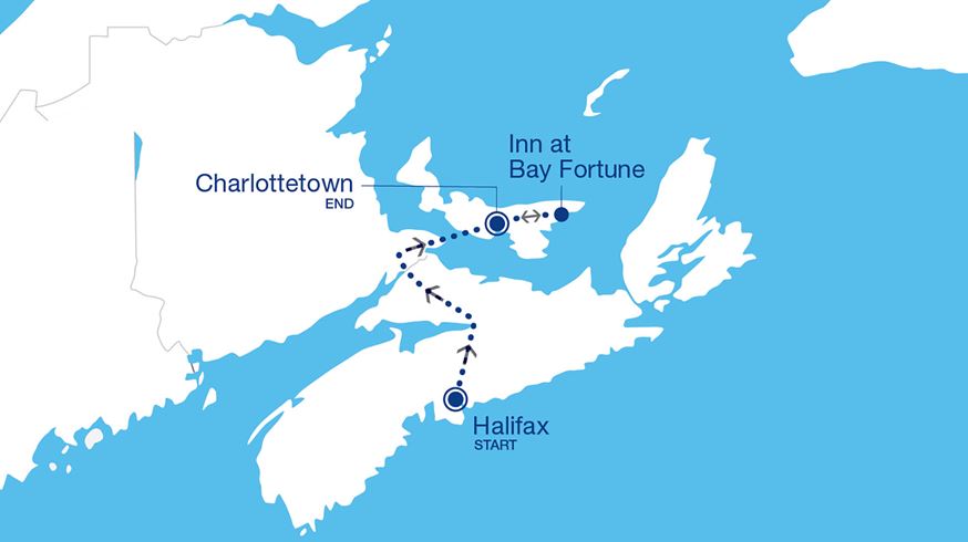 Simplified Map of the Landscapes and Tastes of Atlantic Canada tour