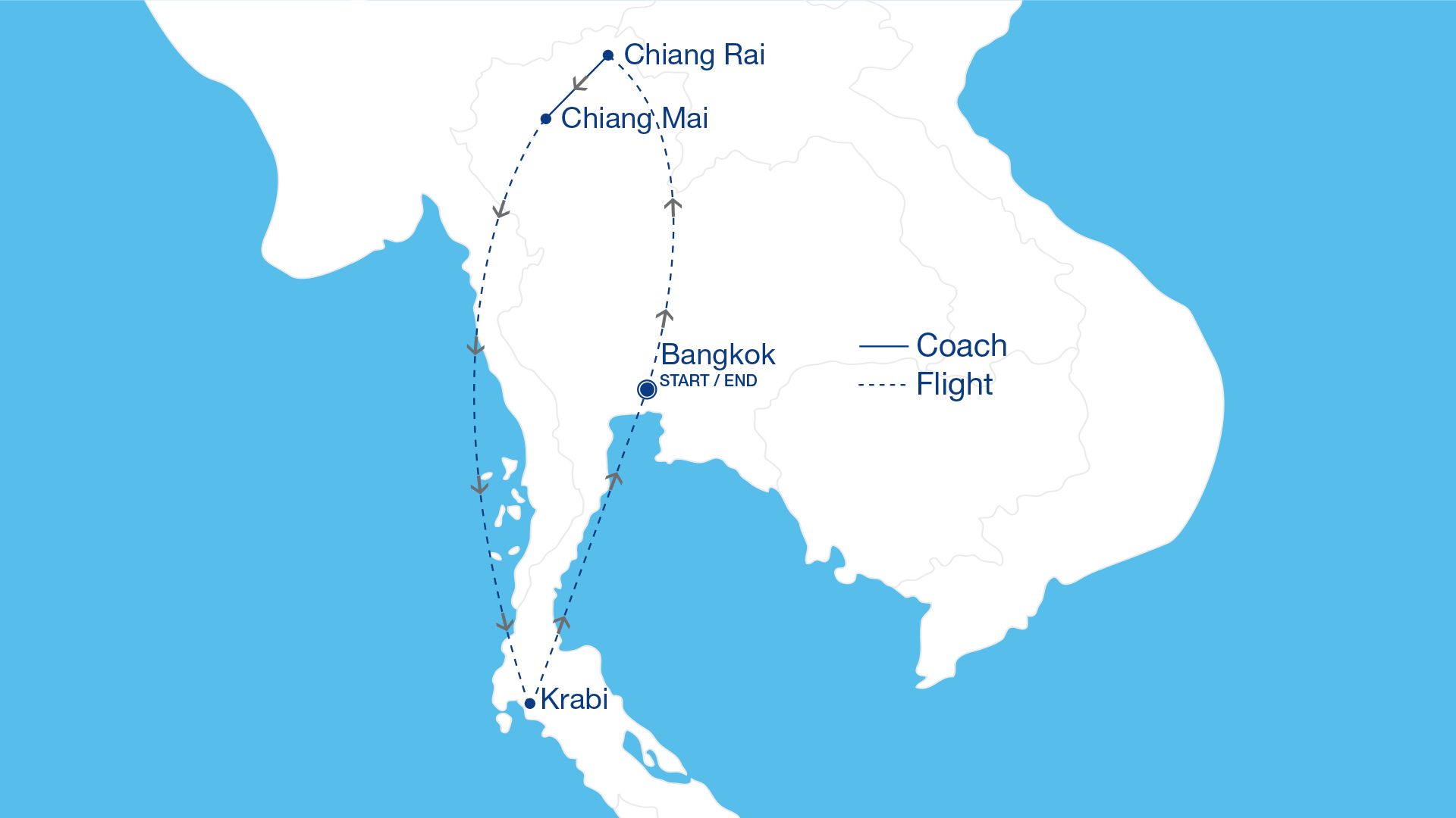 Simplified Traditions of Thailand Tour Map