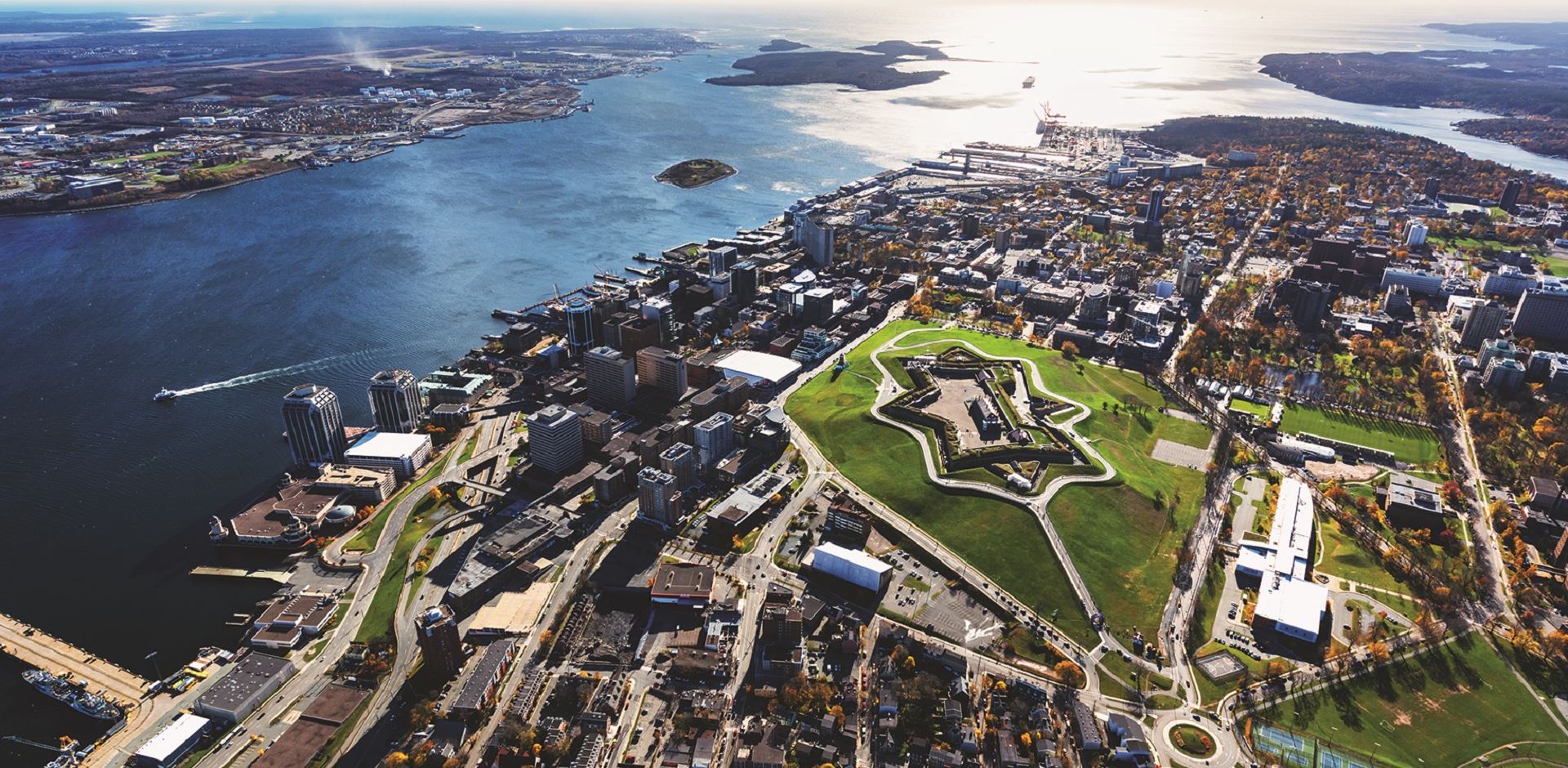 Aerial view of Citadel Hill and surrounding buddings, Halifax, Nova Scotia