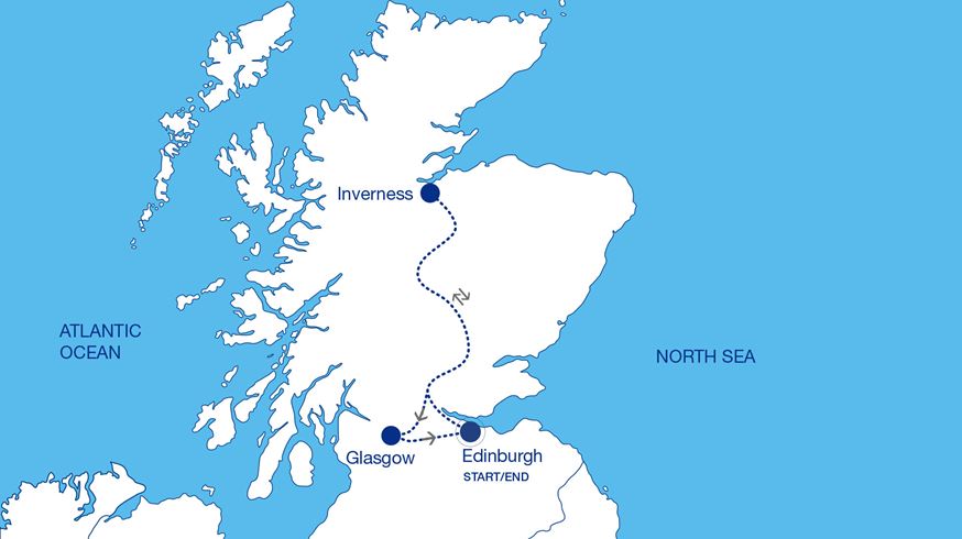 Simplified Secrets of Scotland Tour Map