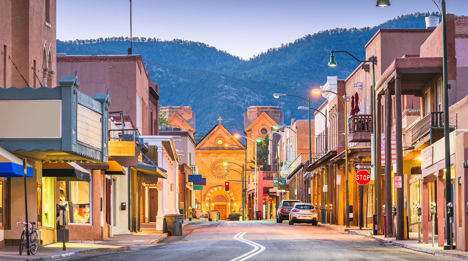 Low rise buildings in Santa Fe, New Mexico