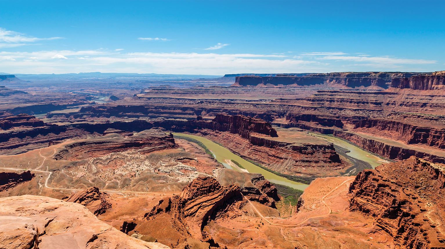 Aerial view of the Colorado River from the Dead Horse Point trail in Utah.
