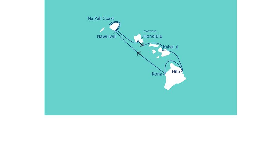 Simplified Hawaiian Romance Tour Map.