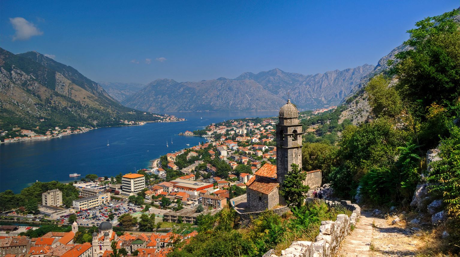 Aerial view of the Kotor Bay, Montenegro