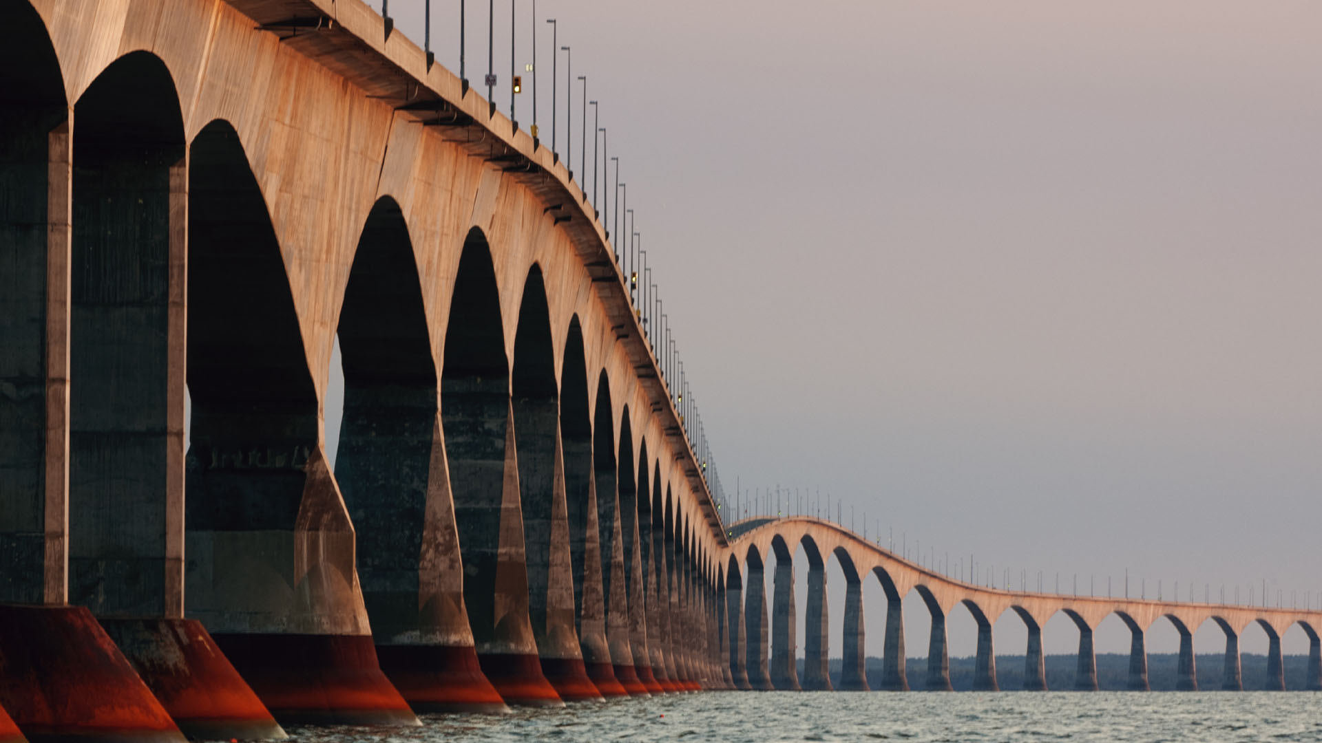 Confederation Bridge stretching towards PEI