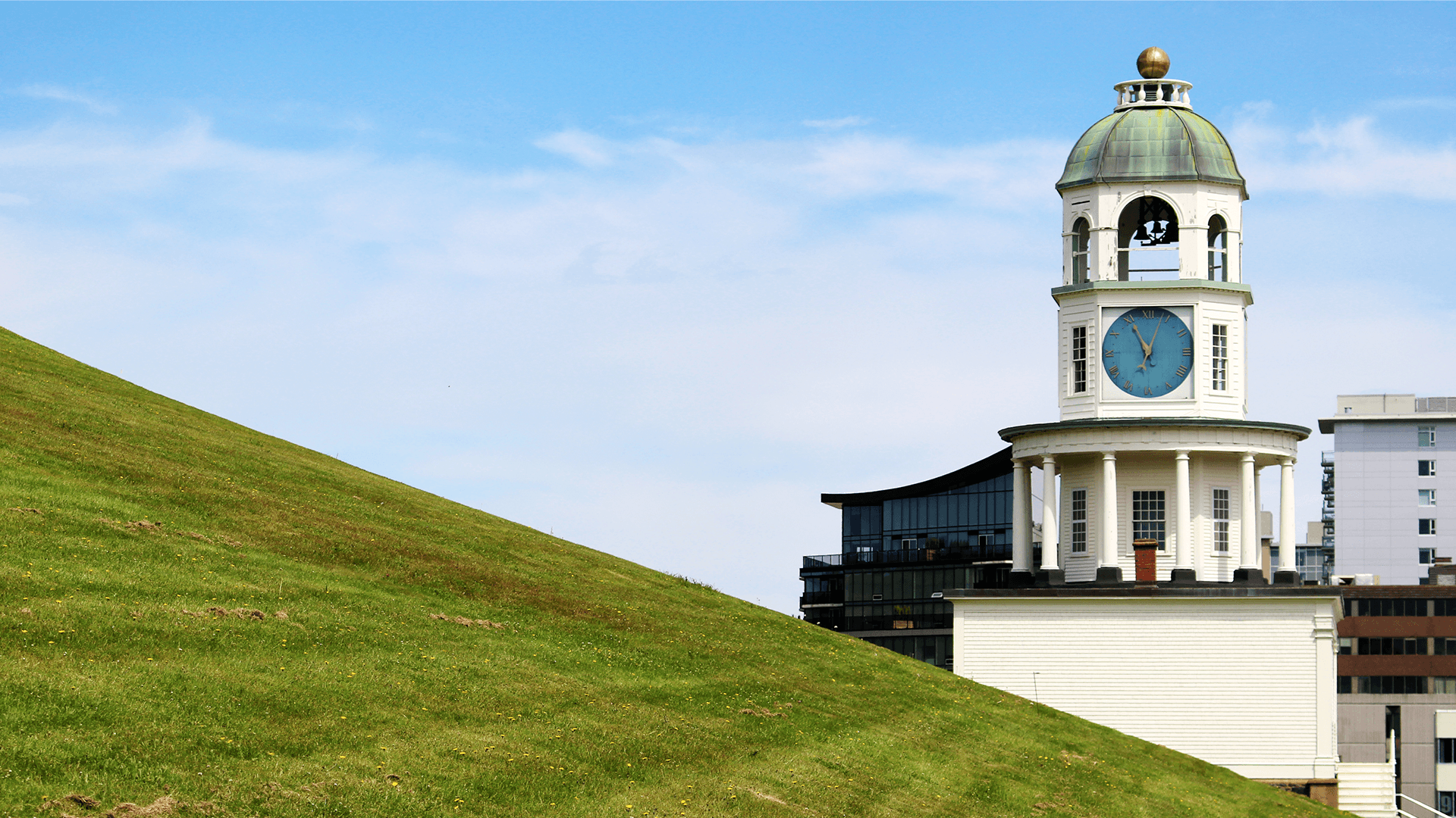 Citadel Clock Tower beside a grassy hillside
