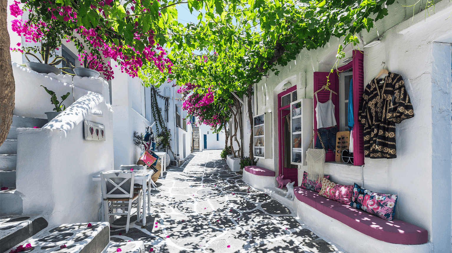 Colourful Street Of Naousa in Paros