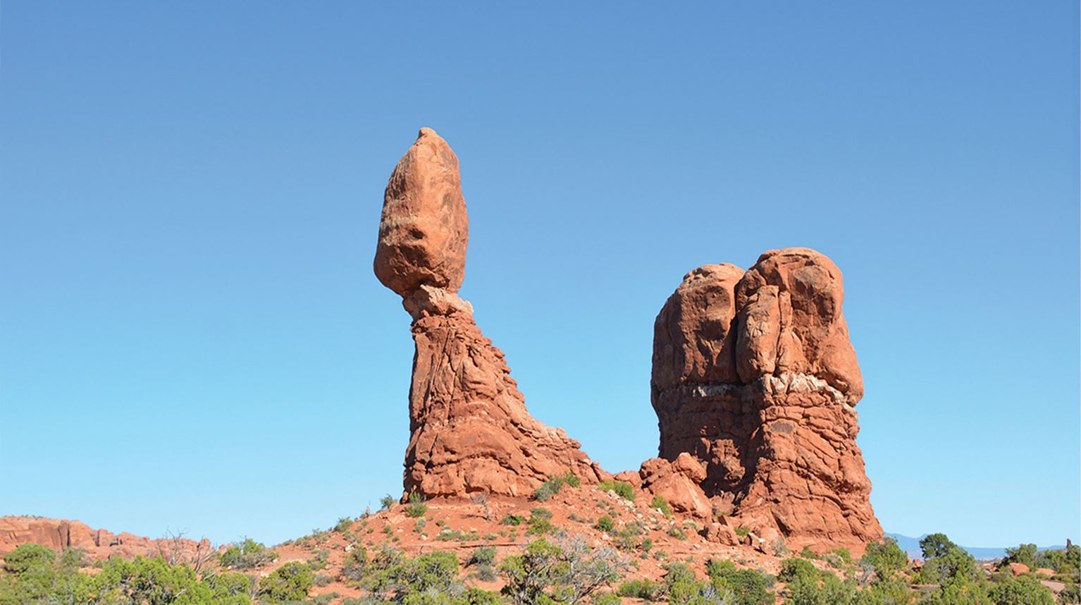 View of the Balanced Rock at Arches National Park, Utah