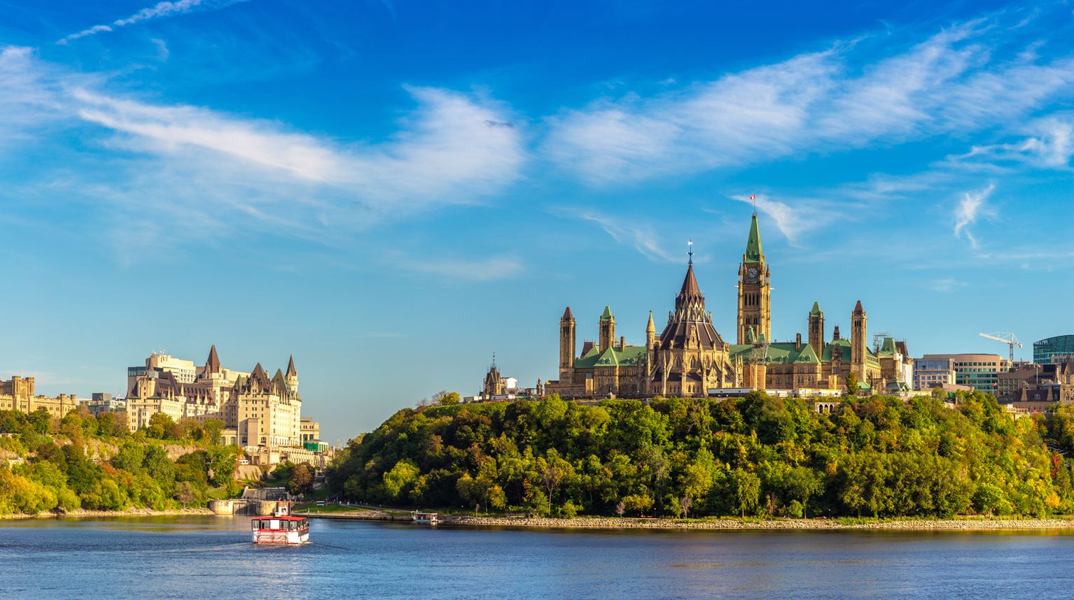Look from the water on the Parliament, Ottawa, ON