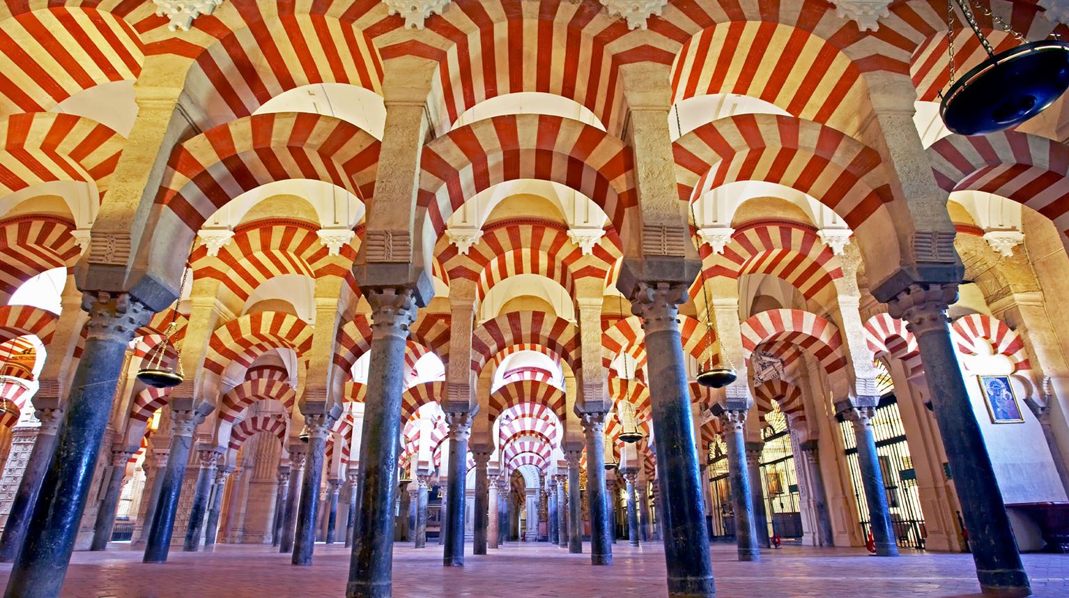 Red striped ceiling of the Great Mosque of Córdoba