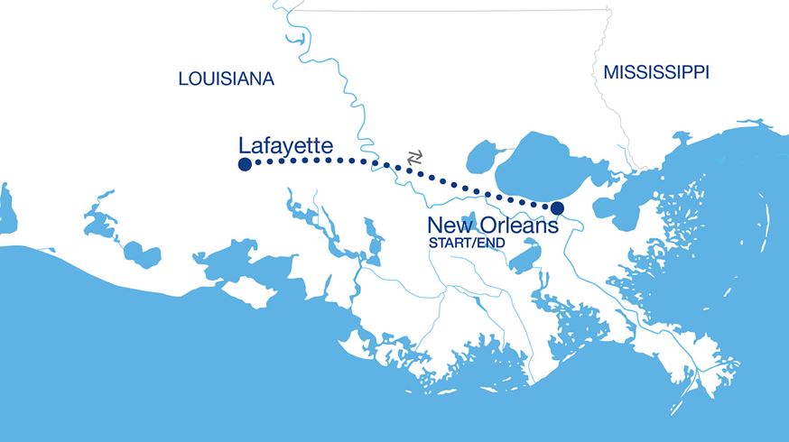 Simplified Vibrant New Orleans: Cajun Culture and Creole Cuisine Tour Map